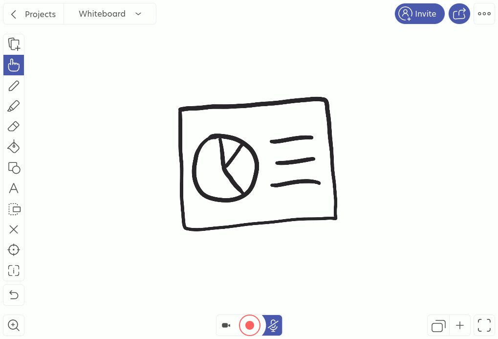 Screenshot of the Explain Everything whiteboard tool with its function buttons